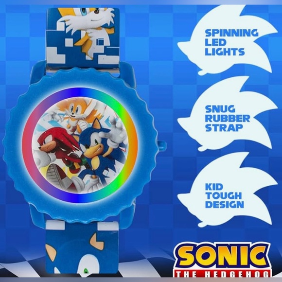 Accutime Sega Sonic The Hedgehog Quartz LCD Display Watch Dial LED Lights Blue - Picture 3 of 4